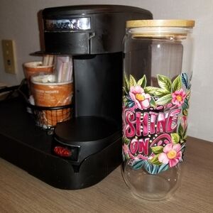 24oz  'Shine On' Floral Glass Tumbler With Bamboo Lid And Straw